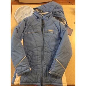 Girl's Size 16 XL Light Blue White Coat Protection System w/zip On Hood And Cap